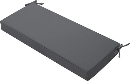 Favoyard Outdoor Bench Cushion 48 x 18 Inch Waterproof Patio Furniture Cushions 3-Year Color Fastness Garden Sofa Settee Couch Swing Pads with Handle and Attach Ties, Dark Gray