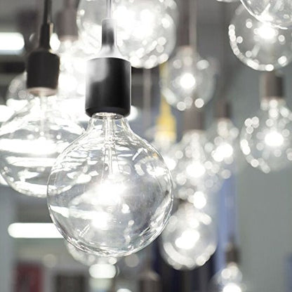 HESSION 2 Pack Plug-in Pendant Light, 16.4Ft Vintage Industrial Edison Light Socket Silica Gel E26/E27 Base, Black Round Hanging Pendant Light Cord, Hanging Lamp Extension Cable with On/Off Switch