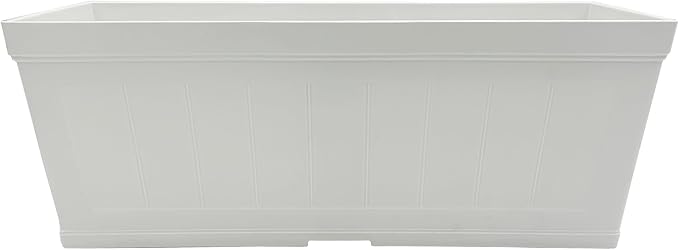 Classic Home and Garden Plastic Falmouth Window Box Planter with Drainage Holes, Starlight White Beadboard, 24in
