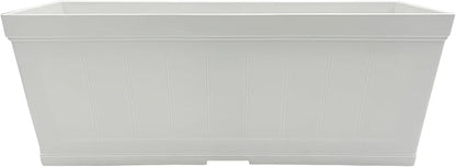 Classic Home and Garden Plastic Falmouth Window Box Planter with Drainage Holes, Starlight White Beadboard, 24in
