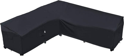 Heavy Duty Outdoor Sectional Sofa Cover, 100"x100" Waterproof 600D Patio Sectional Couch Covers, Lawn Patio Furniture Protector(Midnight Black, V-Shaped-100 x100)