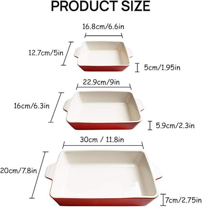 Sweejar Ceramic Bakeware Set, Rectangular Baking Dish for Oven Lasagna Pans for Cooking, Kitchen, Cake Dinner, Banquet and Daily Use, 11.8 x 7.8 x 2.76 Inches of Casserole Dishes (White)