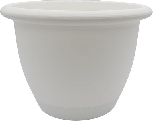 The HC Companies Sevilla Flower Planters - Durable Outdoor & Indoor Planter - Round Lightweight Self Watering Plant Pots for Herbs & More (14" White, Pack of 1)