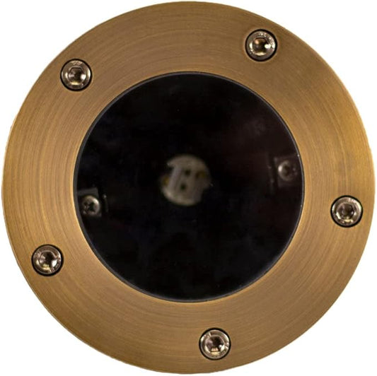 12V Brass In-Ground Well Light (Open Top) with 5W 2700K Warm White MR16 LED Bulb & PVC Sleeve for Low Voltage Landscape Lighting of Outdoor Pathway, Garden, Shrubs, Columns or Trees