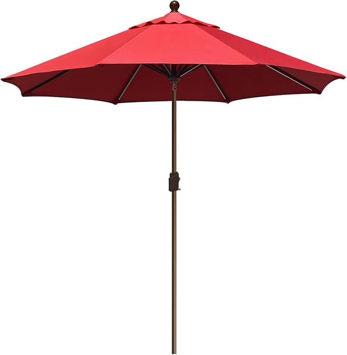 EliteShade USA 10-Year-Non-Fading 9Ft Market Umbrella Patio Umbrella Outdoor Table Umbrella with Ventilation,Logo Red