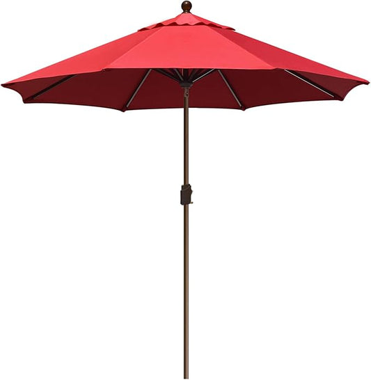 EliteShade USA 10-Year-Non-Fading 9Ft Market Umbrella Patio Umbrella Outdoor Table Umbrella with Ventilation,Logo Red