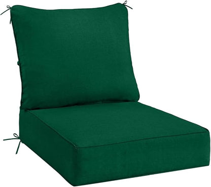 Sundale Outdoor Olefin Deep Seat Cushion, Patio Chair Cushion and Pillow, Water-Resistant Sectional Sofa Pad with Straps Dark Green, 24 x 24 x 6 Inches