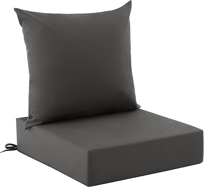 Outdoor Cushions for Patio Furniture, Outdoor Seat Cushion Set 24 x 24 x 5.75 Inch, Waterproof & Fade Resistant Outdoor Chair Cushions, Deep Patio Chair Cushion with Removable Cover, Dark Grey