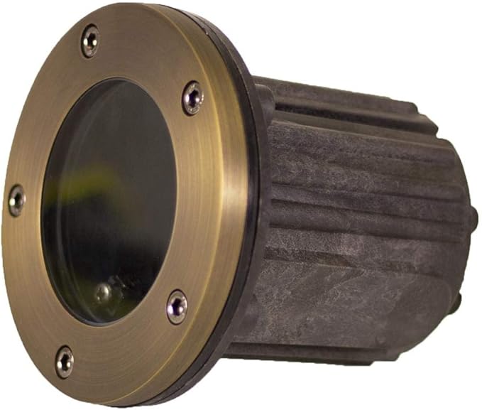 12V Brass In-Ground Well Light (Open Top) with 5W 2700K Warm White MR16 LED Bulb for Low Voltage Landscape Lighting of Outdoor Pathway, Garden, Shrubs, Columns or Trees