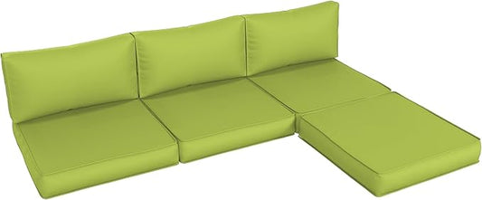 Amopatio 7-Piece Outdoor Cushions, Waterproof Outdoor Replacement Cushion, Non-Slip Bottom All-Weather Patio Couch Cushions for 4-seat Patio Sectional, Green