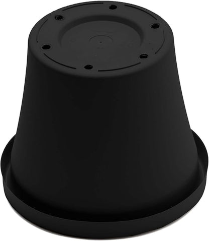 Bloem Terra 12" Diameter Round Black Resin Planter Pot with Drainage Holes for Indoor and Outdoor Gardening