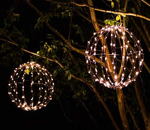 Elf Logic 16” Outdoor/Indoor LED Christmas Light Ball with Automatic Timer. Durable, Waterproof, Long-Lasting, Lightweight Bright Light Ball. Warm LED Lights for Holiday Decor, Patio, Wedding Decor