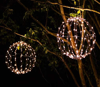 Elf Logic 16” Outdoor/Indoor LED Christmas Light Ball with Automatic Timer. Durable, Waterproof, Long-Lasting, Lightweight Bright Light Ball. Warm LED Lights for Holiday Decor, Patio, Wedding Decor
