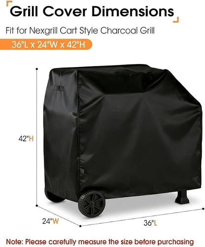 Outdoor Grill Cover for Nexgrill 810-0047 Cart Style Charcoal Grill, Waterproof Outdoor BBQ Griddle Cover - 36 x 24 x 42 inch