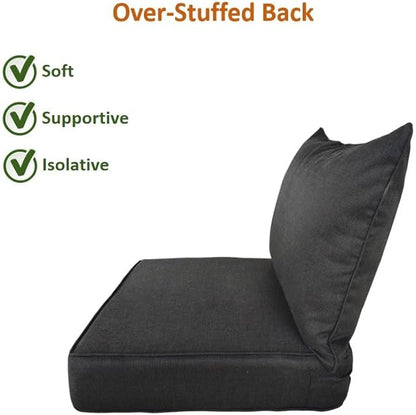Outdoor Patio Furniture Replacement Cushions,25X25X5 Inch Deep Seat Chair Seat Back Cushion Set,All Weather Breathable Sectional Cushions for Patio Furniture Couch Loveseat,Black 4PCS