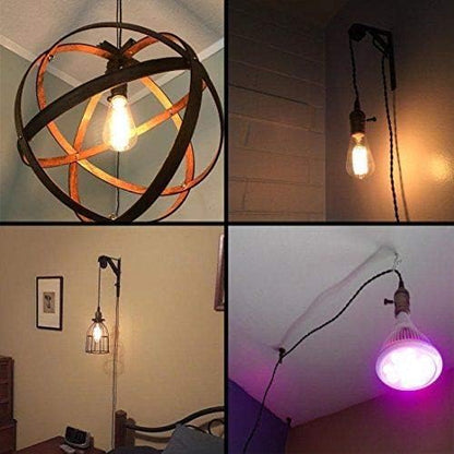 Single Vintage Bulb Cord Edison Socket lamp Plug Pendant Light with Dimmer,ZHMA Industrial DIY Lamp Holder E26/27 Base,4.5M(14.8FT) Twisted Black Cloth Cord Hanging Light Fixture(with Swith and Plug)