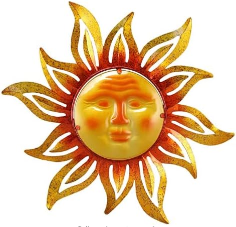 Metal Sun Outdoor Wall Art Decor Large 19 Inch, Hanging for Valentine Patio Garden Fence Deck Yard Pool Wall Sculpture Decoration for Living Room Bedroom Colorful Unique