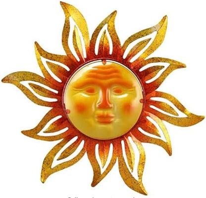 Metal Sun Outdoor Wall Art Decor Large 19 Inch, Hanging for Valentine Patio Garden Fence Deck Yard Pool Wall Sculpture Decoration for Living Room Bedroom Colorful Unique