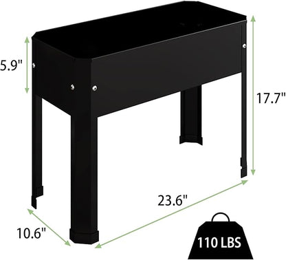 Raised Garden Bed with Detachable Legs Elevated Metal Planter Box for Growing Fresh Herbs Vegetables Flowers Succulents&Other Plants for Outdoor Backyard Patio Deck Balcony Black S