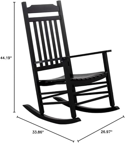 Patio Outdoor Rocking Chairs Small Foldable Side Table Set of 3 Piece Porch Wooden Rockers Folding End Table Furniture Indoor Outside Balcony Lawn and Bistro, Black