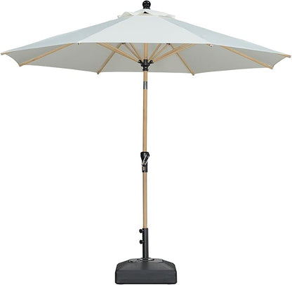 PURPLE LEAF 10 Feet Patio Umbrella Outdoor Table Umbrella Aluminum Round Market Umbrella with Push Button Tilt & 8 Sturdy Ribs and Crank Commercial Sun Umbrella for Garden Patio Balcony, Cream