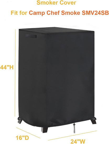 Smoker Cover Fit for Camp Chef Smoke Vault - Vertical, Outdoor Waterproof Grill BBQ Cover Vertical Smoker Covers,Black (16" D x 24" W x 44" H)