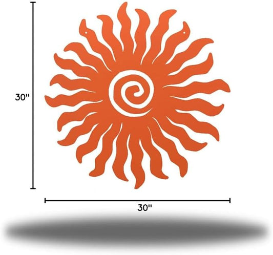 Riverside Designs Sunburst Metal Wall Art Steel Outdoor Decor - Heavy-Duty and Waterproof - Made in USA (30", Coral)
