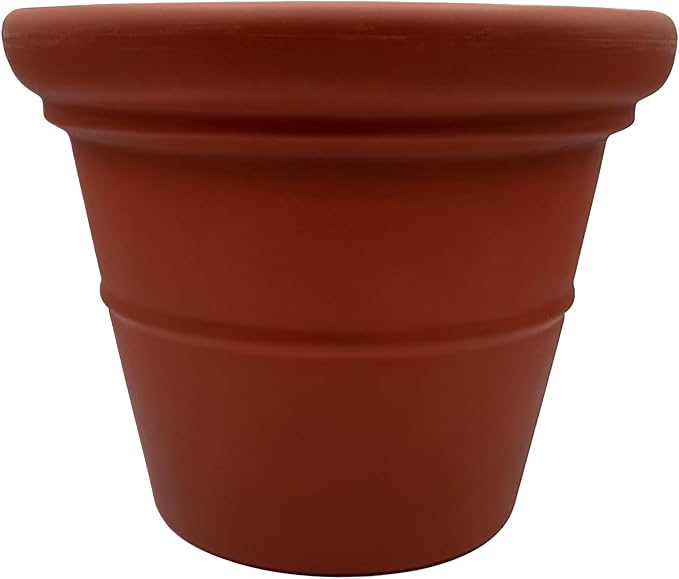 The HC Companies Terrazzo Large Round Plastic Plant Pot w/Rolled Rim - Lightweight & UV Resistant Gardening Pot for Herbs & More - Outdoor & Indoor Plant Pots w/Drainage (20” Clay)