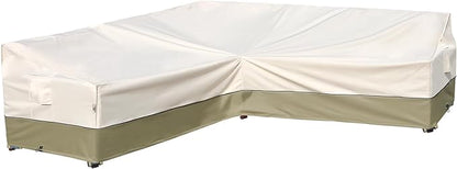 Outdoor Sectional Couch Cover - Waterproof, Rip-Stop, Anti-UV 600D Heavy Duty with 3 Air Vent (V-Shaped-105''X105''), Light Green