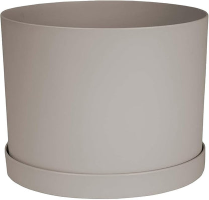 Bloem Mathers 6" Pebble Stone Round Modern Resin Garden Planter Pot with Drainage Holes and Removable Saucer Tray Included