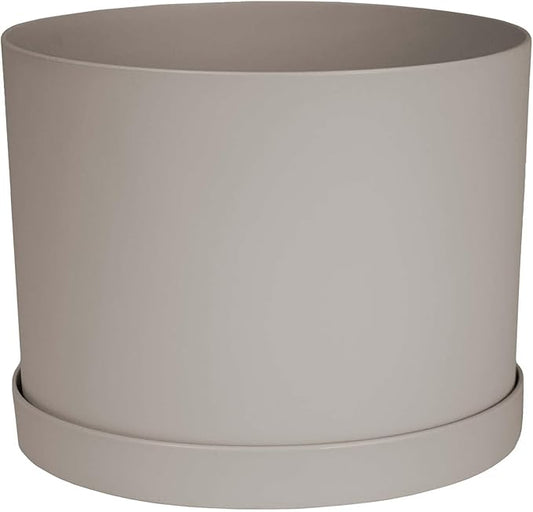 Bloem Mathers 6" Pebble Stone Round Modern Resin Garden Planter Pot with Drainage Holes and Removable Saucer Tray Included