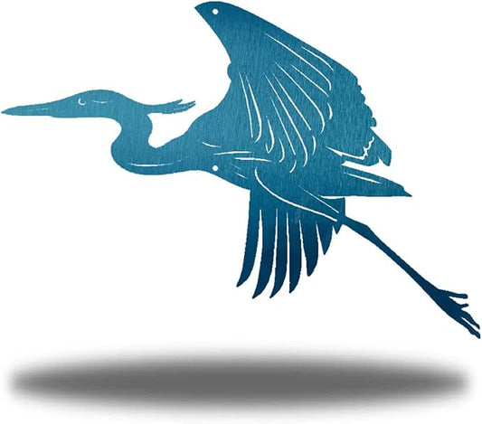 Riverside Designs Heron Coastal Beach Outdoor Metal Wall Art | Made in USA | Multiple Colors and Sizes (24", Teal)