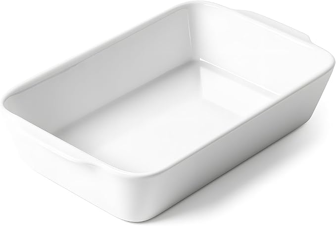 HOMBENE 1.2 QT White Casserole Dish, Lasagna Pan for Oven, Bakeware for Baking, Small Ceramic Baking Dish, Kitchen Decor, Microwave Oven Safe, Dinner Party (5.9" x 10.2")