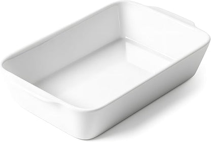 HOMBENE 1.2 QT White Casserole Dish, Lasagna Pan for Oven, Bakeware for Baking, Small Ceramic Baking Dish, Kitchen Decor, Microwave Oven Safe, Dinner Party (5.9" x 10.2")