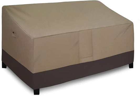 Easy-Going Waterproof & Windproof Outdoor Loveseat Couch Cover, Heavy Duty, Deep 2-Seater, Air Vent (90Wx40Dx32H inch, Camel/Dark Brown)