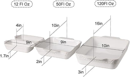Sweejar Casserole Dishes for Oven, Ceramic Bakeware Set of 4, Rectangular Baking Dish with Handles, Lasagna Pans for Cooking, Gratin, Roasting, Banquet and Daily Use (Kiln-Change White)