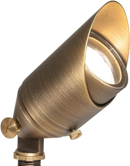 VOLT Top Dog 12V Cast Brass Outdoor Spotlight (Bronze) with 5W 2700K Warm White 400 Lumen MR16 LED Bulb for Low Voltage Landscape Lighting of Yard, Lawn, Garden, Patio, Trees & House
