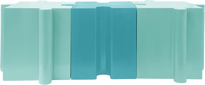 Christopher Knight Home Daton 3 Piece Interlocking Outdoor Side Table Set, Modular Lightweight Concrete Coffee Table, Convertible MGO End Table for Indoor&Outdoor, Creative Set Up,Sky Blue+Mint Green