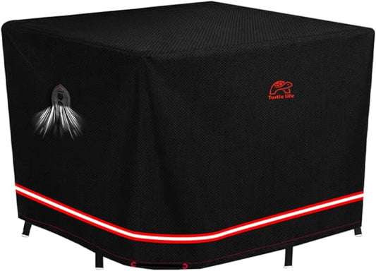 Turtle Life Patio Furniture Sets Cover, Heavy Duty Square Durable Waterproof Outdoor UV Resistant Anti-Fading Dining Table Chairs Furniture Cover, Black, 56"L x 56"W x 29"H