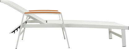 Christopher Knight Home Patio Aluminum Chaise Lounge, Adjustable Mesh Chaise Lounge, 5 Position Back Recliner, Lounge Chair with Armrest, Ourdoor Deep Seating Lounge for Poolside Backyard, White