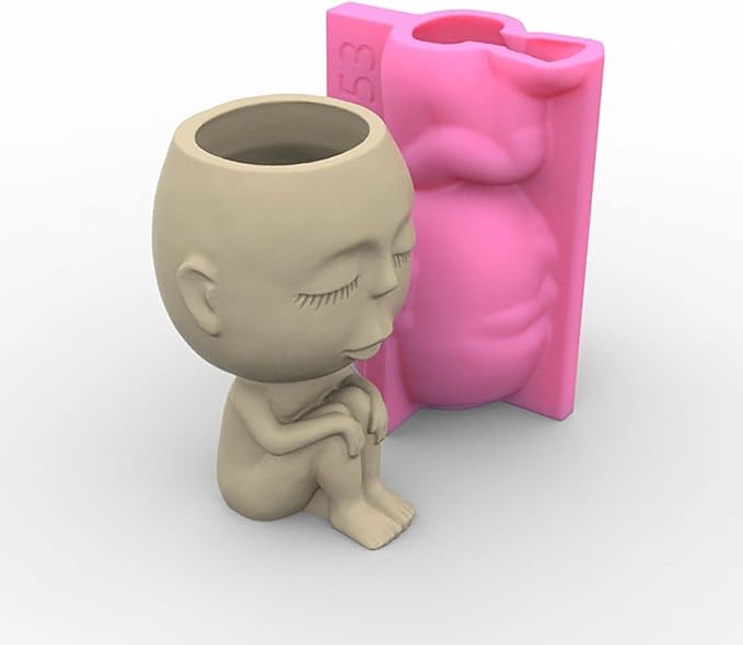 Baby Vase Silicone Concrete Planter Moulds,Silicone Flower Pot Molds,Handmade Resin Craft Clay Cement Pot Molds (C153)