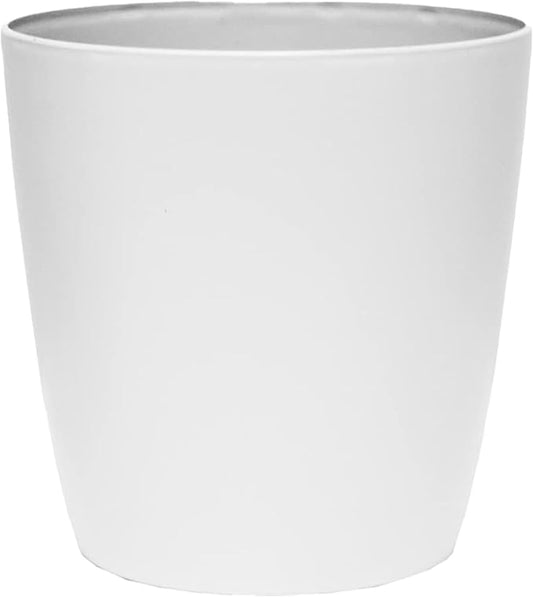 The HC Companies Aria Round Self-Watering Pot - Lightweight Plastic Planter for Herbs & More - Durable Plant Pots for Indoor Plants & Outdoor Plants (6” Matte White, Pack of 1)