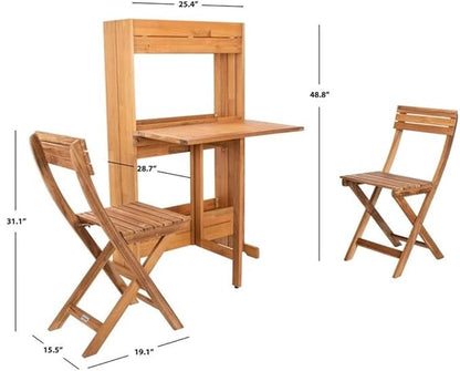 SAFAVIEH PAT7047A Outdoor Collection Barley Natural Flower Shelf 3-Piece Bistro Set