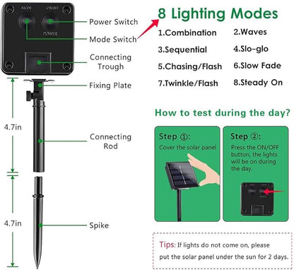 Upgraded 4 Pack 160FT 400 LED Solar Christmas Lights Outdoor Solar String Lights with 8 Lighting Modes Waterproof Solar Fairy Lights for Garden Yard Patio Christmas Tree Decoration (Warm White)