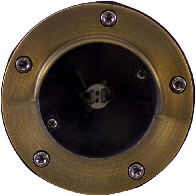 12V Brass In-Ground Well Light (Shielded Top) with 5W 2700K Warm White MR16 LED Bulb for Low Voltage Landscape Lighting of Outdoor Pathway, Garden, Shrubs, Columns or Trees