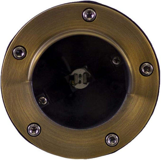 12V Brass In-Ground Well Light (Shielded Top) with 5W 2700K Warm White MR16 LED Bulb for Low Voltage Landscape Lighting of Outdoor Pathway, Garden, Shrubs, Columns or Trees