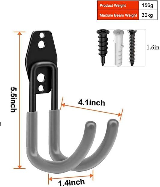 Garden Hose Hanger Wall Mount,Cast Iron Garden Hose Holder Storage for Outside Water Hose, Air Hose(2PC) (Gray)