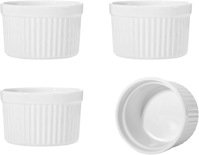 4 Pcs Ceramic Ramekins Oven Safe, Creme Brulee Ramekins（5 oz）