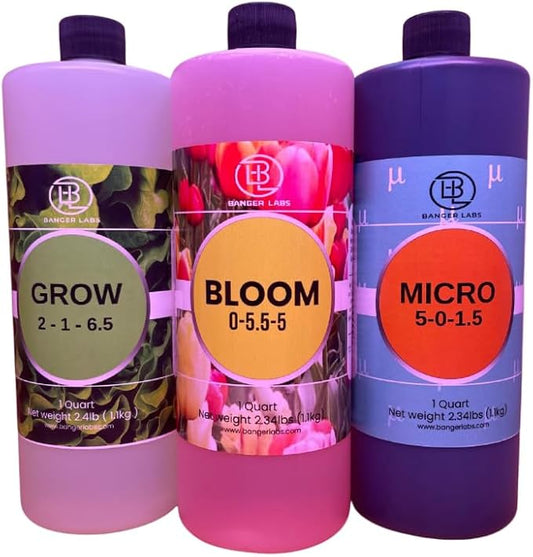 Hydroponic Nutrient Kit – Grow, Bloom, Micro Plant Food for Growing Vegetables Fruits Flowers Herbs for Indoor & Outdoor Soil | Ideal for Hydroponics and Potted Plants