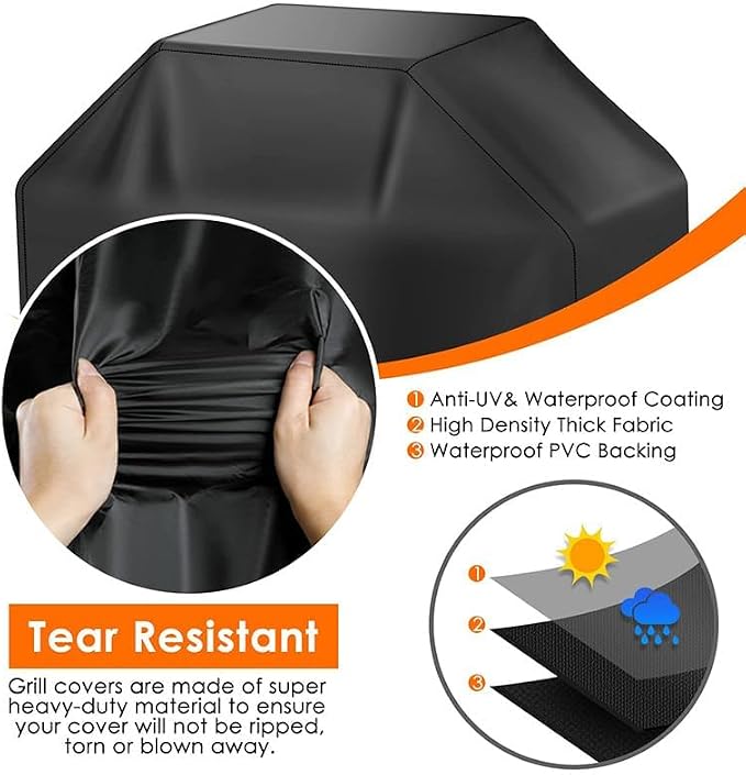57 Inch Grill Cover for Outdoor Grill, Heavy Duty Waterproof BBQ Cover, Fade Resistant & Tear Resistant Gas Grill Cover